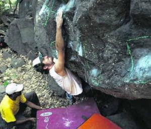 From an early edition of Girivihar's annual climbing competition (Photo: Sharad Chandra)