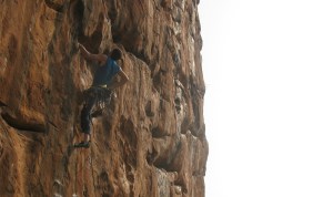 Kilian at work on the route next to Samsara (Photo: Shyam G Menon)