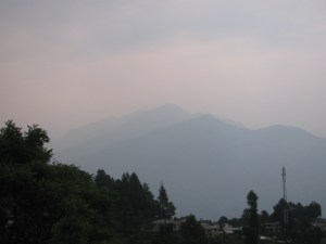 Munsyari, second week of June 2014. Somewhere behind that haze is Panchchuli (Photo: Shyam G Menon)