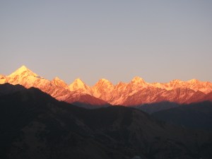 Panchchuli range at Munsyari; the normal view on a clear evening. (Photo: Shyam G. Menon)
