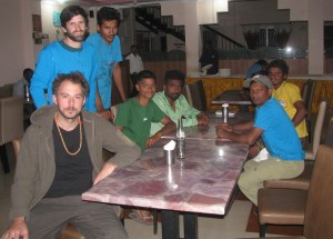 Kilian and team with other climbers in Badami. From left: Martin Hanslmayr, Kilian, Tuhin, Kumar Gaurav, Bharat, Madhu and Sharad Chandra (Photo: Shyam G Menon)
