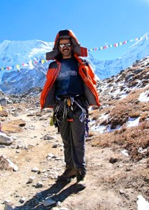 Dr Lala near Island Peak base camp during the Tripe Crown Expedition (Photo: courtesy Dr Murad Lala)