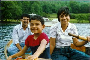 Bhasker with wife Nina and son Neeraj, Lake District, UK, 1990 (Photo: courtesy Bhasker)