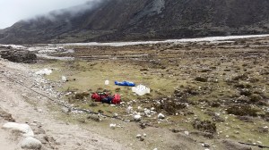 At EBC after the avalanche; the body of a climber, wrapped in polythene, ready for airlift to Kathmandu (Photo: courtesy Praveen CM)