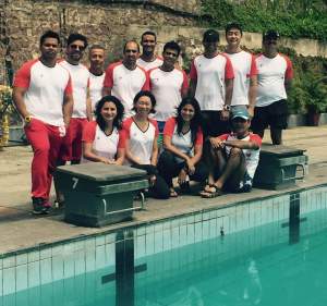 With others at a triathlon training camp (Photo: by arrangement)