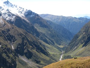 Prem SIngh (bottom right, on the hillside) and the mountains (Photo: Shyam G Menon) 