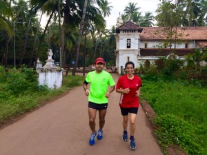 Ahead of the Goa River Marathon, Girish with fellow runner Deepa Raut (Photo: courtesy Girish Mallya)
