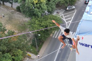 Samar at the highline festival in Poland (Photo: courtesy Samar Farooqui)