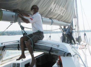 Commander Dilip Donde and the crew at work aboard the Mhadei (Photo: Shyam G Menon)