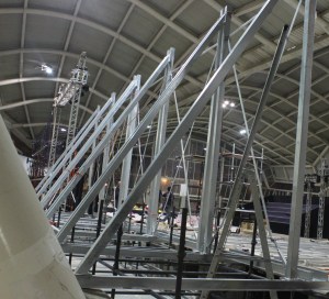 The supporting frames of the second wall being put in place (Photo: Pravin Shinde)