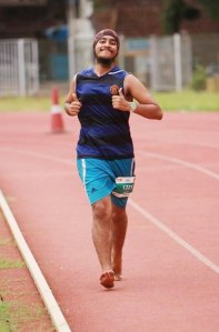 Inderpal, during the 12 hour stadium run in Mumbai (Photo: courtesy Inderpal Singh Khalsa) 