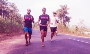 With Milind Soman (centre) on the final days of the Mumbai-Goa run (Photo: courtesy Inderpal Singh Khalsa)