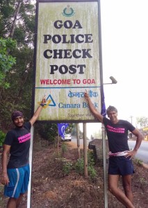 With Milind Soman at the check-post before Goa (Photo: courtesy Inderpal Singh Khalsa)