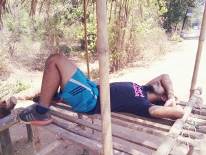 Grabbing some rest during the Mumbai-Goa run (Photo: courtesy Inderpal Singh Khalsa)