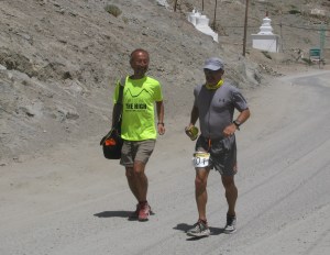 August 12. Ryoichi Sato and Mark on the approach to Goba Guest House, Leh (Photo: Shyam G Menon)