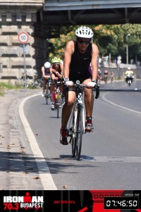Meena, cycling at the Budapest Half Ironman 