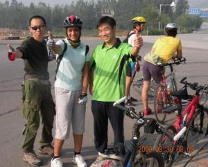 From a weekend cycling trip in China; Meena with friends 